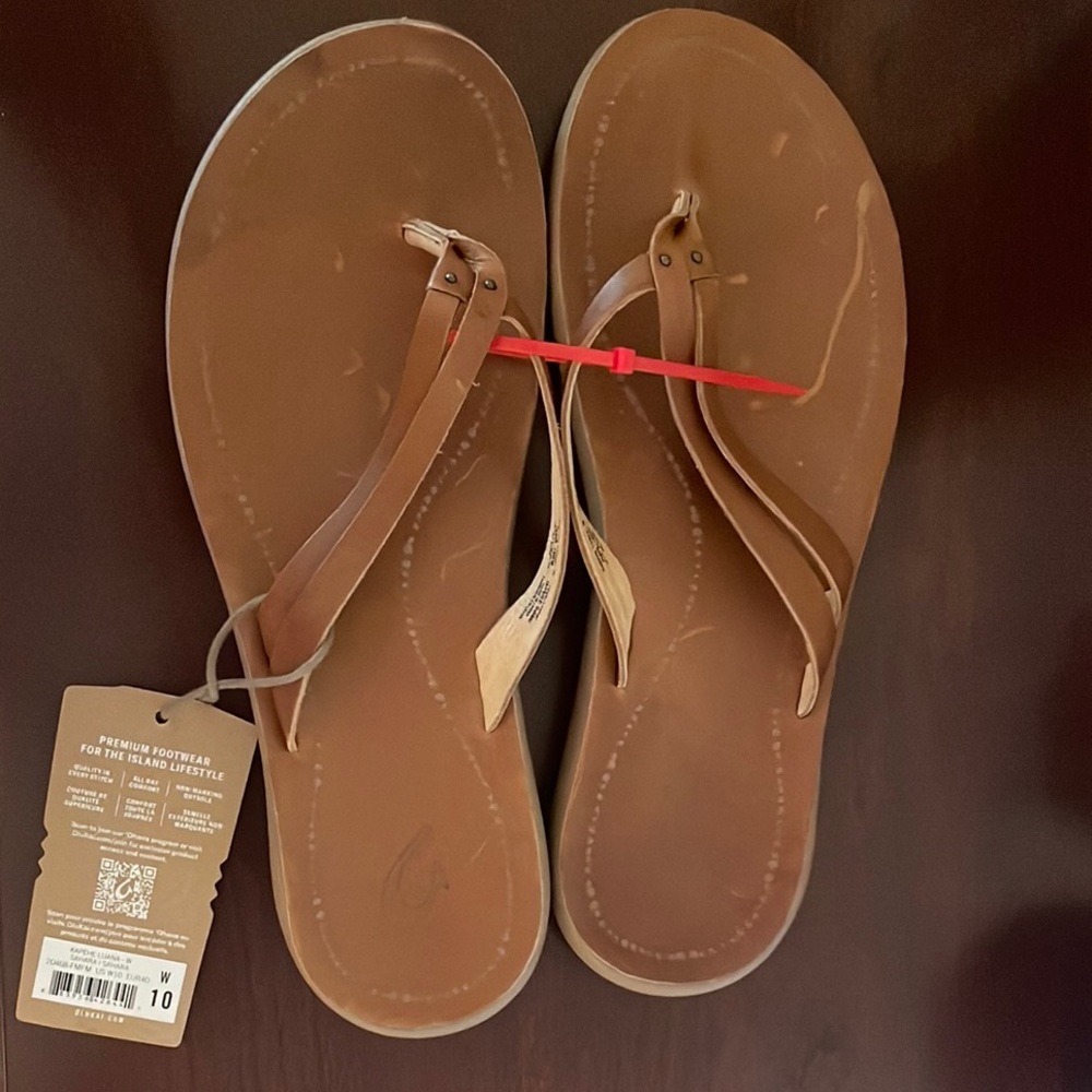 OluKai Tan Leather Sandals